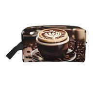 Borsa portaoggetti con stampa a chicchi di caffè, borsa da viaggio per cosmetici, kit dopp, organizer per articoli da toeletta, borsa portatile con cerniera, Caffè caldo con chicco di caffè, taglia
