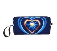 Borsa portaoggetti con stampa a cuore blu cielo, borsa portatile semplice da tenere in mano, borsa da viaggio con cerniera per il trucco, può contenere oggetti quotidiani, strumenti, cosmetici,