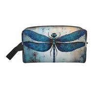 Borsa portaoggetti con stampa a farfalla con orologio, borsa da viaggio per cosmetici, kit Dopp, organizer per articoli da toeletta, borsa portatile con cerniera, Libellula Art Blue 2, taglia unica