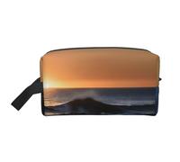 Borsa portaoggetti con stampa a farfalla viola - Elegante borsa da toeletta e cosmetici da viaggio, accessorio per viaggi, uso in palestra, Ultimi raggi di sole sopra le onde del mare, taglia unica