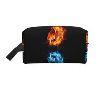 Borsa portaoggetti con stampa a mano per bambini, borsa da toilette da viaggio resistente, accessorio da imballaggio in tela portatile per tutti i giorni, palestra e viaggi, Ghiaccio e Fuoco, taglia