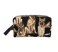 Borsa portaoggetti con stampa a mano per bambini, borsa da toilette da viaggio resistente, accessorio da imballaggio in tela portatile per tutti i giorni, palestra e viaggi, Pastore tedesco, taglia