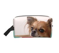 Borsa portaoggetti con stampa a scacchi bianchi e neri - Borsa organizer da viaggio per articoli da toeletta e cosmetici con cerniera - Trucco in tela riutilizzabile, Papillon Nella Scatola, taglia