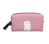 Borsa portaoggetti con stampa a scacchi con motivo a bandiere, colore bianco e nero, kit da toeletta, borsa da viaggio, organizer per imballaggio, custodia portatile, Vesti come un gattino carino