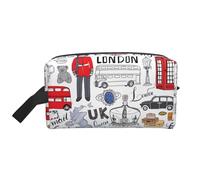 Borsa portaoggetti con stampa a tema trattore, kit per articoli da toeletta e rasatura, borse da viaggio, organizer per imballaggio, custodia portatile, I Love London., taglia unica