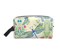 Borsa portaoggetti con stampa aquila - Borsa da toilette da viaggio resistente, custodia portatile per trucchi e cosmetici con cerniera, Libellule E Fiori, taglia unica