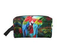 Borsa portaoggetti con stampa artistica orientalista antica - Borsa da toilette da viaggio resistente, accessorio da imballaggio in tela portatile per tutti i giorni, palestra e viaggi, Due pappagalli