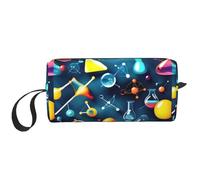 Borsa portaoggetti con stampa astratta scientifica chimica, borsa portatile semplice da tenere in mano, borsa da viaggio con cerniera per trucchi, può contenere oggetti quotidiani, strumenti,