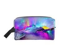 Borsa portaoggetti con stampa bandiera americana, borsa da toilette da viaggio resistente, accessorio da imballaggio in tela portatile per tutti i giorni, palestra e viaggi, Pittura dell'aurora