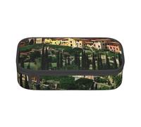 Borsa portaoggetti con stampa con isola greca e vista mare, per ufficio aziendale, astuccio, astuccio per matite, astuccio per matite, trousse per trucchi e cosmetici, Italia-toscana, One Size
