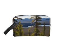 Borsa portaoggetti con stampa di alci e pino di montagna, con cerniera, accessori da viaggio, borsa per articoli da toeletta, borsa portatile per articoli da toel