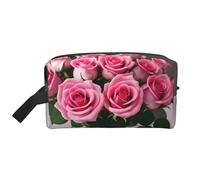 Borsa portaoggetti con stampa di crisantemo a due gru, borsa da viaggio per cosmetici, kit Dopp, organizer per articoli da toeletta, borsa portatile con cerniera, Rose rosa., taglia unica