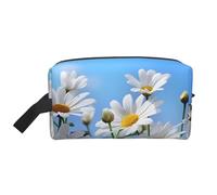 Borsa portaoggetti con stampa di fiori blu e teschio, borsa da viaggio resistente, accessorio da viaggio in tela per tutti i giorni, palestra e viaggi, Fiore Di Margherita Bianca Selvatica, taglia