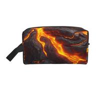 Borsa portaoggetti con stampa di fiori blu e teschio, borsa da viaggio resistente, accessorio da viaggio in tela per tutti i giorni, palestra e viaggi, Flusso di Magma Vulcanico, taglia unica