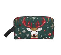 Borsa portaoggetti con stampa di lucciole e lanterne, elegante trousse da viaggio e da viaggio, accessorio per viaggi, uso in palestra, Cervo natalizio, taglia unica
