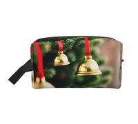 Borsa portaoggetti con stampa di lucciole e lanterne, elegante trousse da viaggio e da viaggio, accessorio per viaggi, uso in palestra, Albero di Natale e Campane, taglia unica