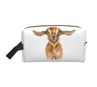 Borsa portaoggetti con stampa di pescatori sul lago da pesca, borsa da viaggio resistente, borsa da viaggio portatile per trucchi e cosmetici con cerniera, Capra Animale Fattoria, taglia unica