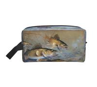 Borsa portaoggetti con stampa di pescatori sul lago da pesca, borsa da viaggio resistente, borsa da viaggio portatile per trucchi e cosmetici con cerniera, Pescatori del lago di pesca, taglia unica