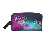 Borsa portaoggetti con stampa di rose viola - Elegante borsa da toeletta e cosmetici da viaggio, accessorio per viaggi, uso in palestra, Musica onda sonora, taglia unica