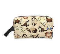 Borsa portaoggetti con stampa di stelle marine e conchiglie da spiaggia, elegante trousse da viaggio e da viaggio, accessorio per viaggi, uso in palestra, Furetto peloso, taglia unica