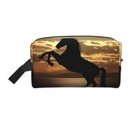 Borsa portaoggetti con stampa elefante e girasole, borsa da viaggio resistente, accessorio da viaggio in tela per tutti i giorni, palestra e viaggi, Lo stallone al tramonto (1), taglia unica