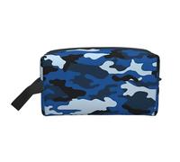 Borsa portaoggetti con stampa faro da spiaggia, borsa da viaggio resistente, borsa organizer portatile per trucchi e cosmetici con cerniera, Blu mimetico, taglia unica