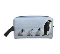 Borsa portaoggetti con stampa fenicotteri - Borsa da toilette da viaggio resistente, borsa portatile per trucchi e cosmetici con cerniera, Cinque pinguini, taglia unica