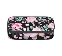 Borsa portaoggetti con stampa floreale bassotto per ufficio aziendale, astuccio, astuccio per matite, astuccio per matite, trousse per trucchi e cosmetici, Carino Rosso Rose Mix Leopard, One Size