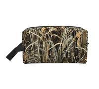 Borsa portaoggetti con stampa in pelle bovina, borsa da toilette da viaggio resistente, custodia portatile per trucchi e cosmetici con cerniera, Camo Giallo & Verde, taglia unica