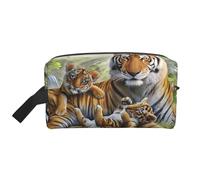 Borsa portaoggetti con stampa leopardata rossa - Kit per articoli da toeletta da barba, borse cosmetiche da viaggio, organizer da imballaggio, custodia portatile, Jungle Tigers Cub, taglia unica