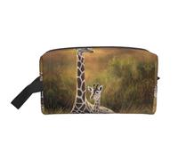 Borsa portaoggetti con stampa mucca bianca e nera - Borsa da toilette da viaggio resistente, custodia portatile per trucchi e cosmetici con cerniera, Giraffa mamma e bambino, taglia unica