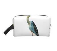 Borsa portaoggetti con stampa pelle di serpente bianca e nera - Borsa organizer da viaggio per articoli da toeletta e cosmetici con cerniera - Trucco in tela riutilizzabile, Airone a becco lungo