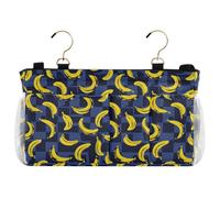 Borsa portaoggetti da comodino, organizer per letto laterale a forma di banane a scacchi blu e neri, borsa da appendere per dormitorio universitario, sponde del letto d'ospedale, organizer da