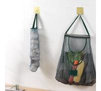 Borsa portaoggetti da cucina in rete da appendere per frutta e verdura, con grande capacità, in cotone e lino traspirante, per uso a parete (extra large singolo)