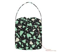 Borsa portaoggetti in marmo verde menta con filato portatile per kit di lavoro a maglia accessori all'uncinetto