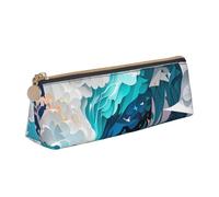 Borsa portaoggetti in pelle a triangolo con onde oceaniche e articoli di cancelleria per le vacanze sono elementi essenziali da viaggio, bianco, Taglia unica, Astuccio per trucchi