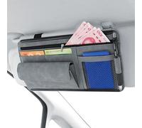 Borsa portaoggetti in pelle di montone con visore solare per auto (grigio)