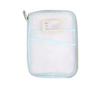 Borsa portaoggetti in rete a doppio strato con cerniera, formato A4, con grande capacità e design a più scomparti, organizer in nylon per documenti da ufficio, scuola o esami, viola