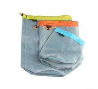 Borsa portaoggetti in rete per esterni con chiusura a coulisse, materiale in poliestere 50D leggero e resistente, per campeggio, escursionismo, viaggi e altro (S-L)