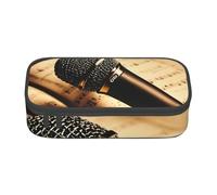Borsa portaoggetti in tessuto africano con stampa tribale per ufficio aziendale, astuccio, astuccio per matite, astuccio per matite, trousse per trucchi e cosmetici, Microfono con note musicali, One