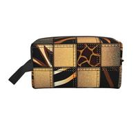 Borsa portaoggetti in tessuto Oxford 600D con stampa patchwork in jeans, grande borsa da viaggio portatile per articoli da toeletta e oggetti quotidiani