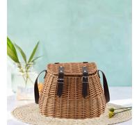 Borsa portaoggetti in vimini, portatile, elegante, intrecciata a mano, per