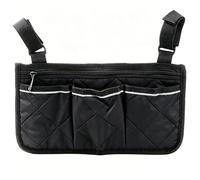 Borsa portaoggetti nera per sedia a rotelle, con strisce riflettenti, tasca per sedia a rotelle, borsa portaoggetti per sedia a rotelle, adatta a letto e scooter, Walker Power sedia a rotelle