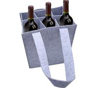 Borsa portaoggetti per 6 bottiglie, portatile, in feltro, con manici, per ridurre il rumore, per viaggi, matrimoni, picnic, feste, per la casa e come regalo, Grigio chiaro, Refer to description