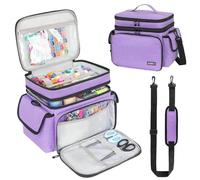 Borsa portaoggetti per accessori da cucito, a doppio strato, portatile, da viaggio, per utensili da cucito (solo borsa), Viola, Da viaggio