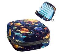 Borsa portaoggetti per assorbenti con sistema solare, galassia astronomia universo, grande tasca mestruale con cerniera, borsa per assorbenti mestruali, per ragazze e donne, multicolore, 4.7x6.6x6.6