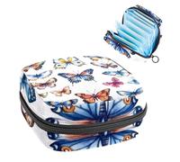 Borsa portaoggetti per assorbenti igienici, acquerelli colorati con diverse farfalle, borsa portatile per assorbenti mestruali, per donne, scuola, ufficio