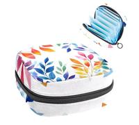 Borsa portaoggetti per assorbenti igienici, acquerelli colorati con foglie astratte, borsa portatile per assorbenti mestruali, per donne, scuola, ufficio