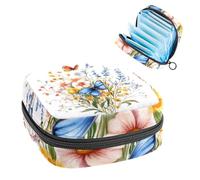 Borsa portaoggetti per assorbenti igienici, acquerelli, fiori di campo estivi, farfalle, borsa portatile per assorbenti mestruali, per donne, scuola, ufficio