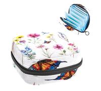 Borsa portaoggetti per assorbenti igienici, acquerelli, fiori selvatici, farfalla, libellula, floreale, portatile, per mestruazioni, assorbenti, assorbenti, per donne, scuola, ufficio